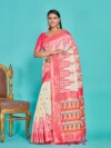 Women's Woven Design Banarasi Linen Saree With Blouse Piece 2