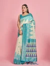 Women's Woven Design Banarasi Linen Saree With Blouse Piece