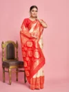 Women's Woven Design Kanjivaram Art Silk Saree With Blouse Piece 9