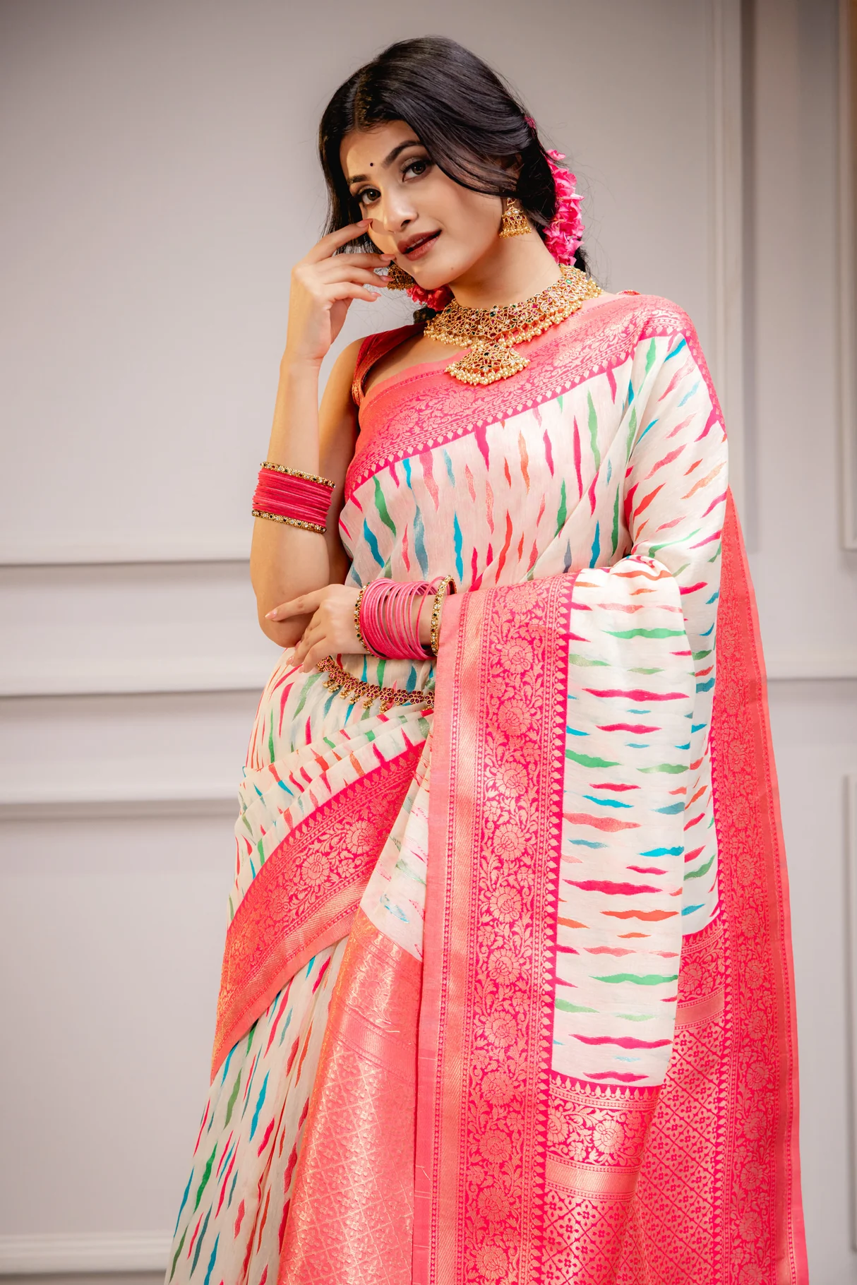 Women's Woven Design Banarasi Style Art Silk Saree With Blouse Piece 4