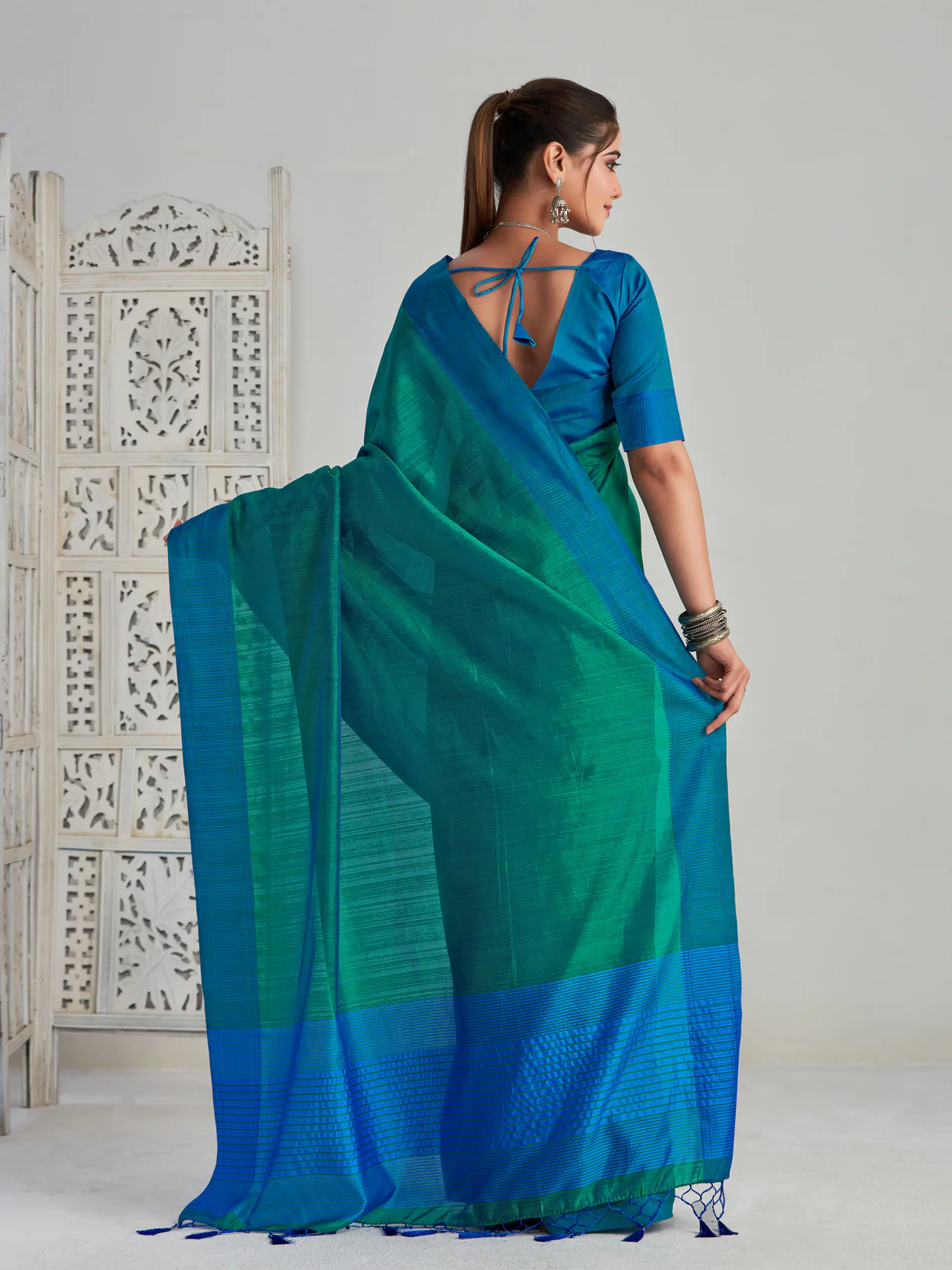 Women's Woven Design Kanjivaram Style Art Silk Saree With Blouse Piece 15 - Image 2