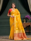 Women's Woven Design Banarasi Orgenza Saree With Blouse Piece 3