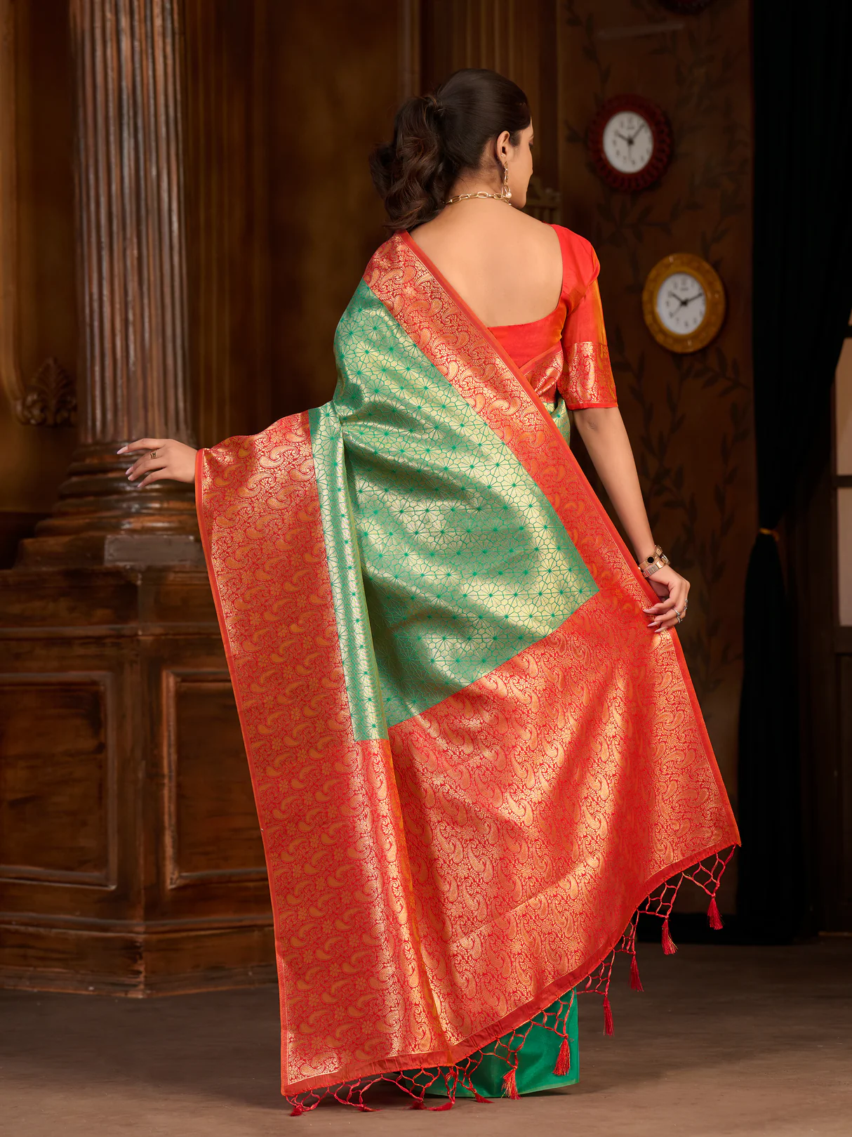 Women's Woven Design Kanjivaram Art Silk Saree With Blouse Piece 14 - Image 2